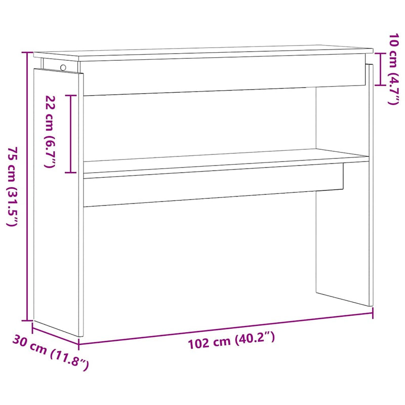 vidaXL Konzolasztal Musta tammi 80 x 30 x 102 cm Faanyag