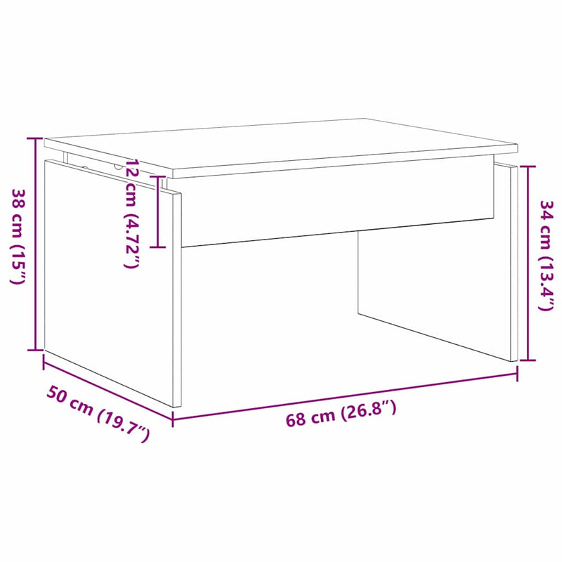 vidaXL Dohányzóasztal Fekete tölgy 68 x 38 x 50 cm Faanyag