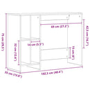 vidaXL Asztal polcokkal Fekete tölgy 102,5 x 35 x 75 cm Faanyag