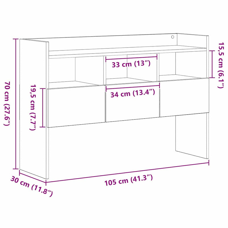 vidaXL Széf fiókkal Fekete 105 x 30 x 70 cm Faanyag