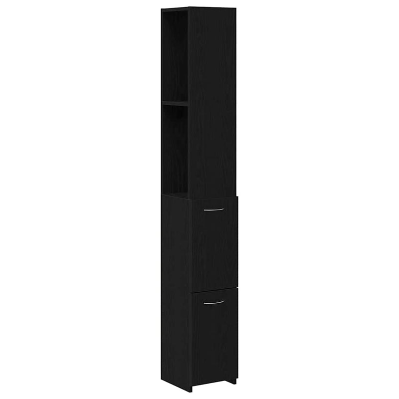 vidaXL Fürdőszobai Szekrény Fekete tölgy 25 x 25 x 170 cm Faanyag