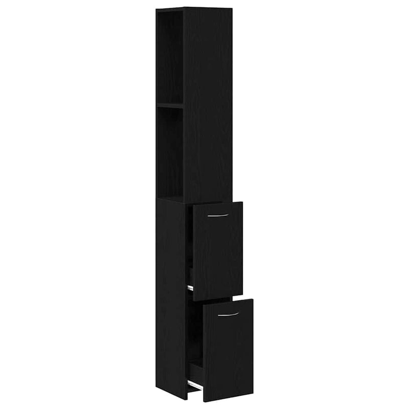 vidaXL Fürdőszobai Szekrény Fekete tölgy 25 x 25 x 170 cm Faanyag
