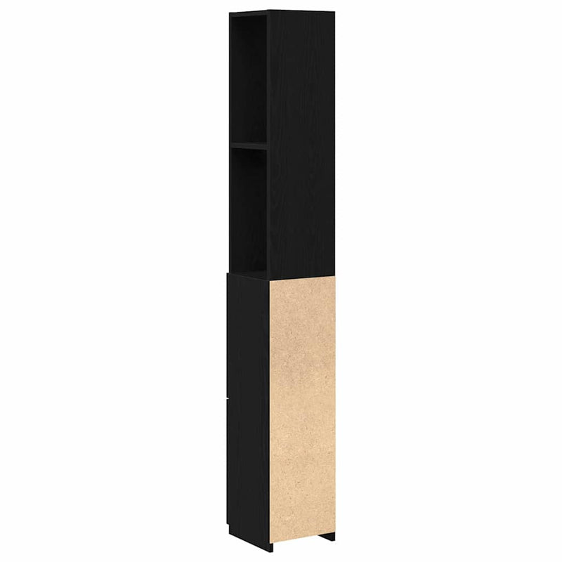 vidaXL Fürdőszobai Szekrény Fekete tölgy 25 x 25 x 170 cm Faanyag