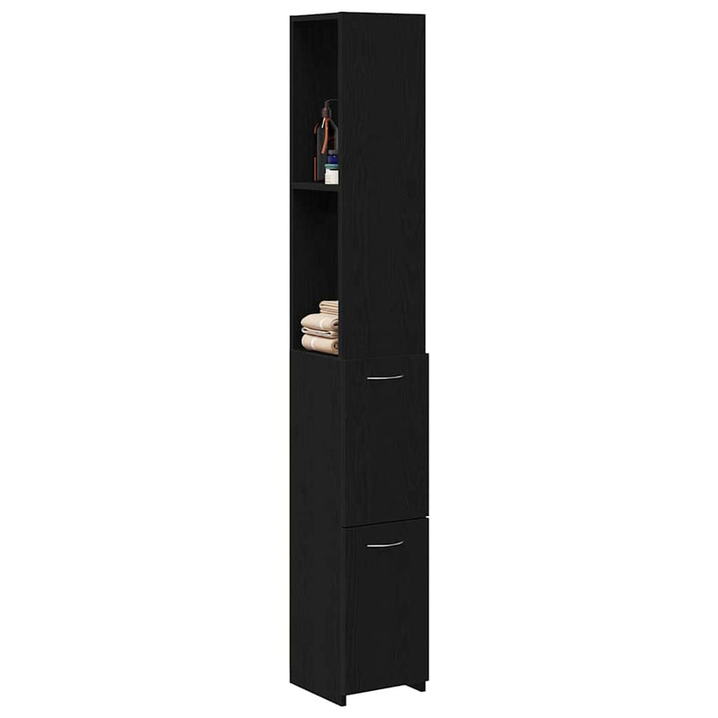 vidaXL Fürdőszobai Szekrény Fekete tölgy 25 x 25 x 170 cm Faanyag