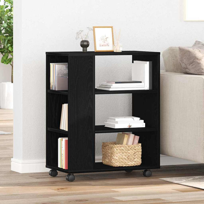 vidaXL Tárolószekrény kerékkel Musta tammi 60 x 35 x 75 cm Faanyag