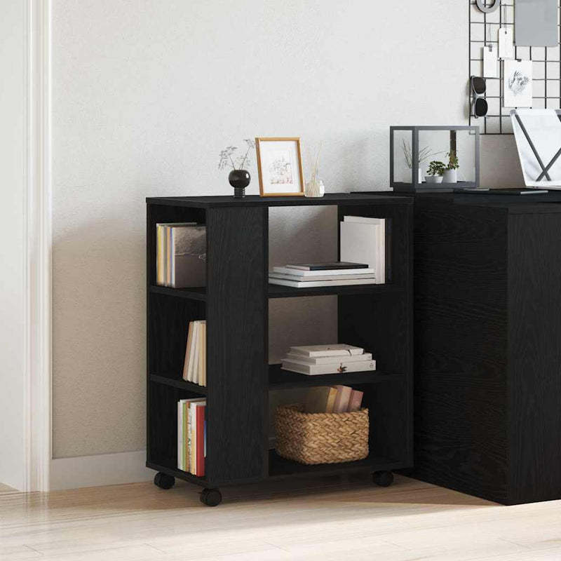 vidaXL Tárolószekrény kerékkel Musta tammi 60 x 35 x 75 cm Faanyag