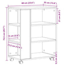 vidaXL Tárolószekrény kerékkel Fekete tölgy 60 x 35 x 75 cm Faanyag