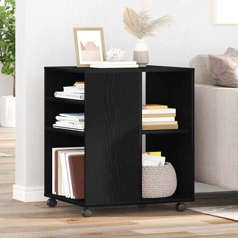 vidaXL Tárolószekrény kerékkel Musta tammi 60 x 53 x 72.5 cm Faanyag