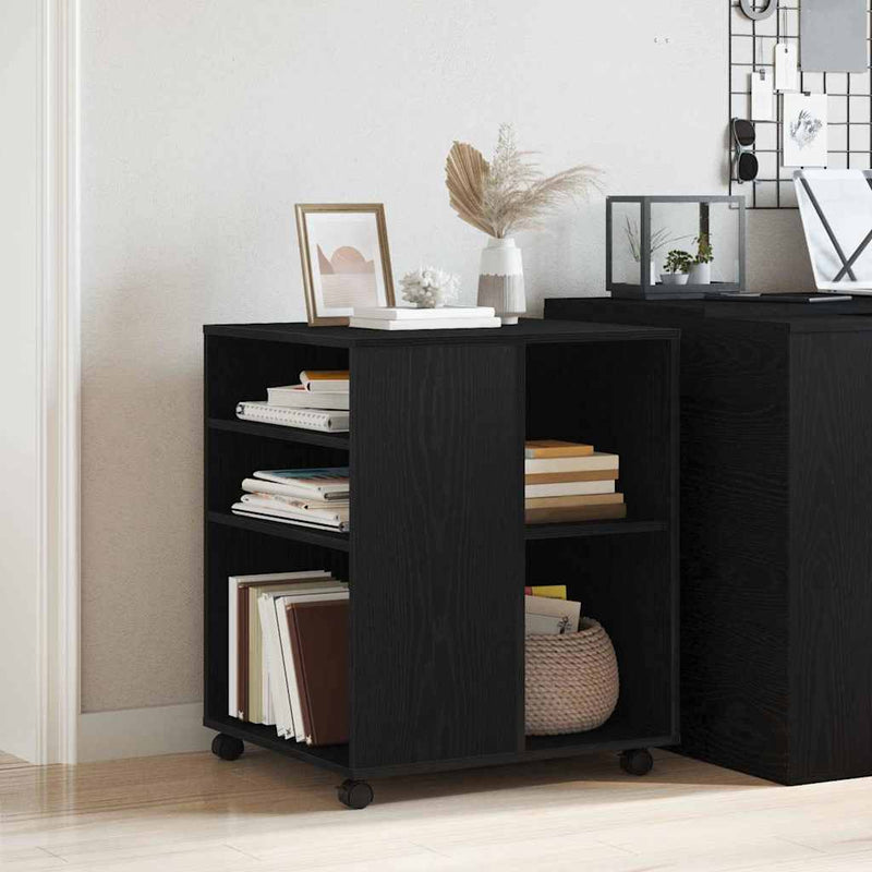 vidaXL Tárolószekrény kerékkel Musta tammi 60 x 53 x 72.5 cm Faanyag