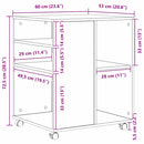 vidaXL Tárolószekrény kerékkel Fekete tölgy 60 x 53 x 72,5 cm Faanyag