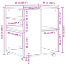 vidaXL Tárolószekrény kerékkel Fekete tölgy 60 x 53 x 72,5 cm Faanyag