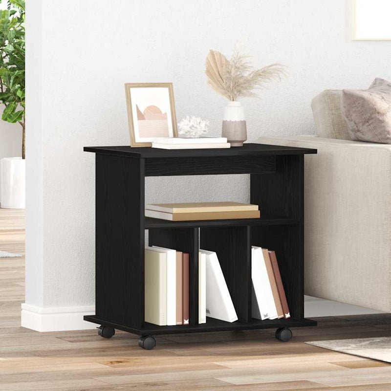 vidaXL Görgős szekrény kerékkel Fekete tölgy 60 x 45 x 55 cm Faanyag