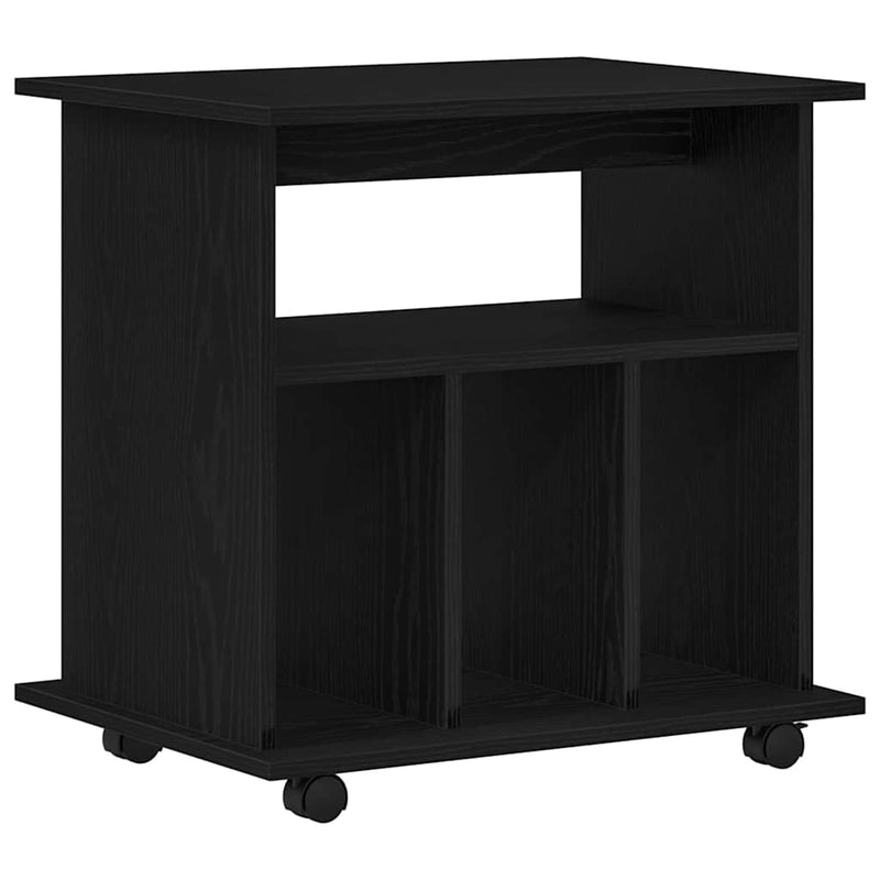 vidaXL Görgős szekrény kerékkel Musta tammi 60 x 45 x 55 cm Faanyag