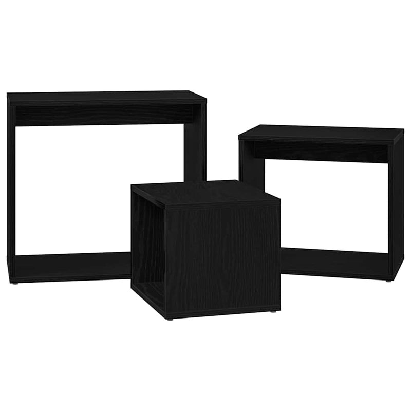 vidaXL Fészekasztal 3 pcs Fekete tölgy 55 x 30 x 50 cm Faanyag