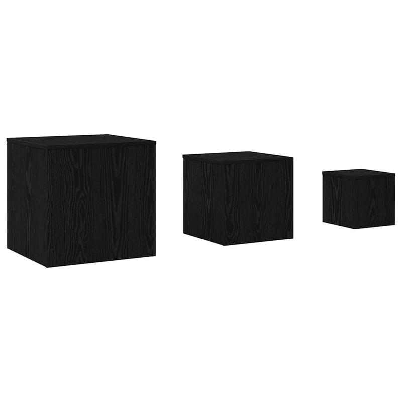 vidaXL Fészekasztal 3 pcs Musta tammi 45 x 45 x 45 cm Faanyag
