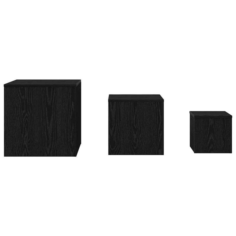 vidaXL Fészekasztal 3 pcs Musta tammi 45 x 45 x 45 cm Faanyag