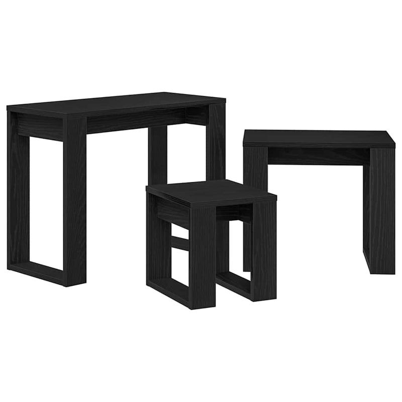 vidaXL Fészekasztal 3 pcs Musta tammi 61 x 28 x 47 cm Faanyag