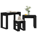 vidaXL Egymásba helyezhető asztalok 3 pcs Fekete tölgy Faanyag