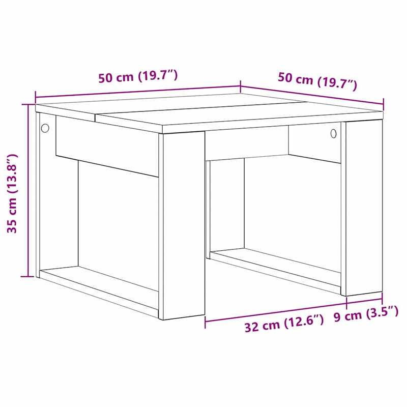 vidaXL Dohányzóasztal Musta tammi 50 x 50 x 35 cm Faanyag