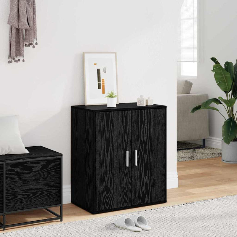 vidaXL Cipőszekrény polcokkal Fekete tölgy 60 x 35 x 70 cm Faanyag