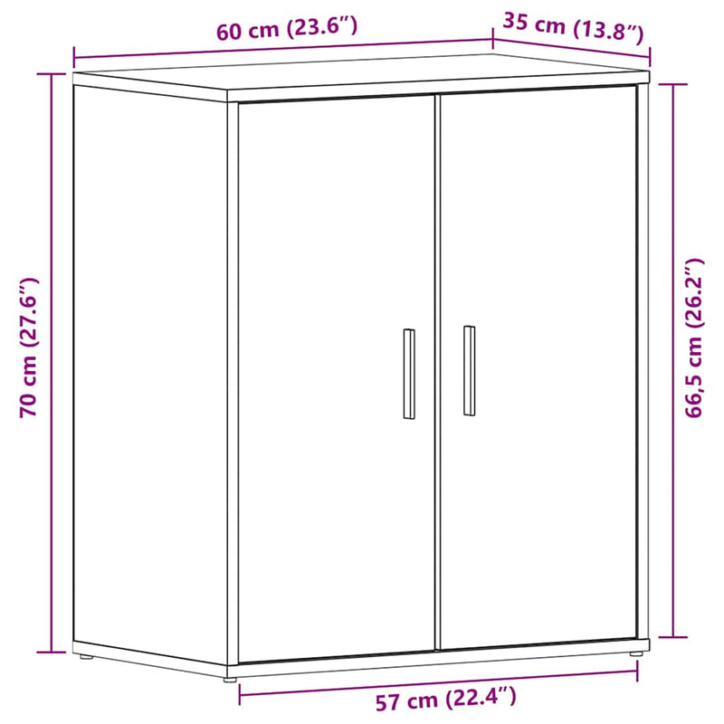 vidaXL Cipőszekrény polcokkal Fekete tölgy 60 x 35 x 70 cm Faanyag