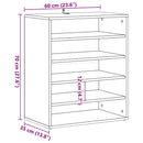 vidaXL Cipőszekrény polcokkal Fekete tölgy 60 x 35 x 70 cm Faanyag