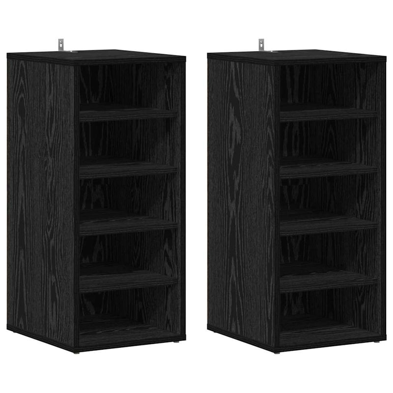vidaXL Cipőszekrény 2 pcs Fekete tölgy 32 x 35 x 70 cm Faanyag