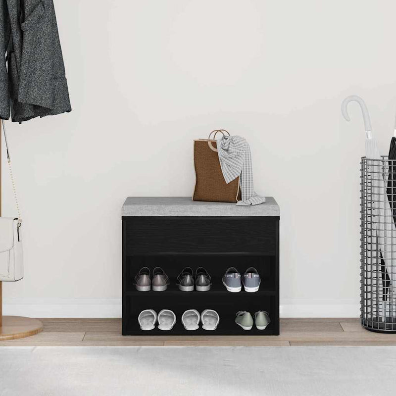 vidaXL Cipőpad polcokkal Fekete tölgy 60 x 30 x 45 cm Faanyag