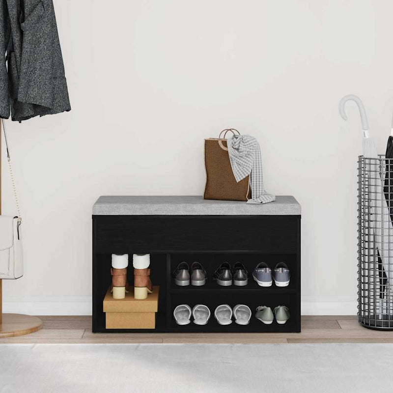 vidaXL Cipőpad polcokkal Fekete tölgy 80 x 30 x 45 cm Faanyag