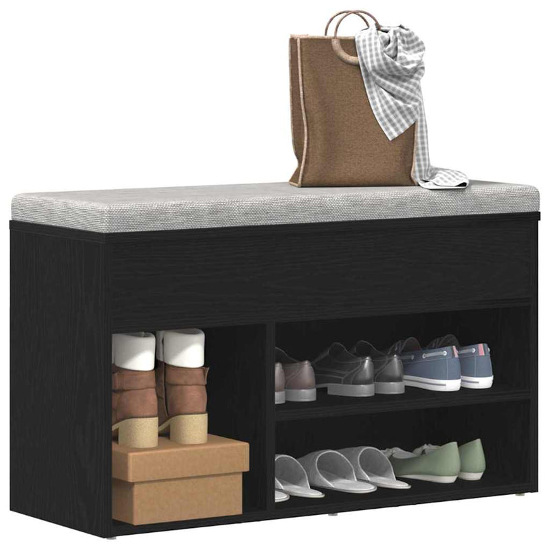 vidaXL Cipőpad polcokkal Fekete tölgy 80 x 30 x 45 cm Faanyag