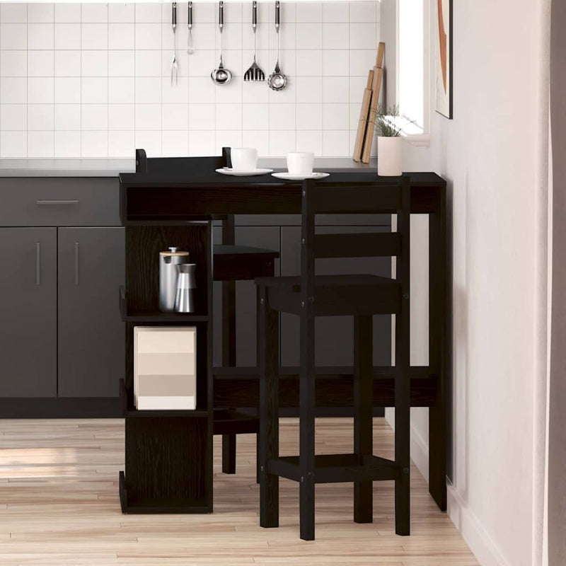 vidaXL Bárasztal polcokkal Musta tammi 100 x 48 x 101.5 cm Faanyag