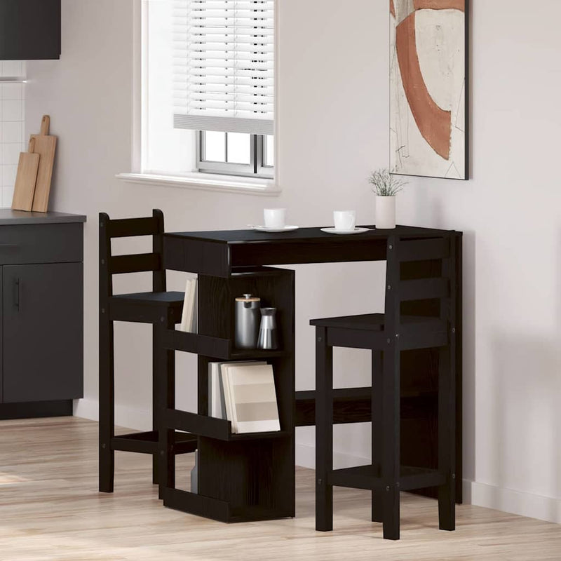 vidaXL Bárasztal polcokkal Musta tammi 100 x 48 x 101.5 cm Faanyag