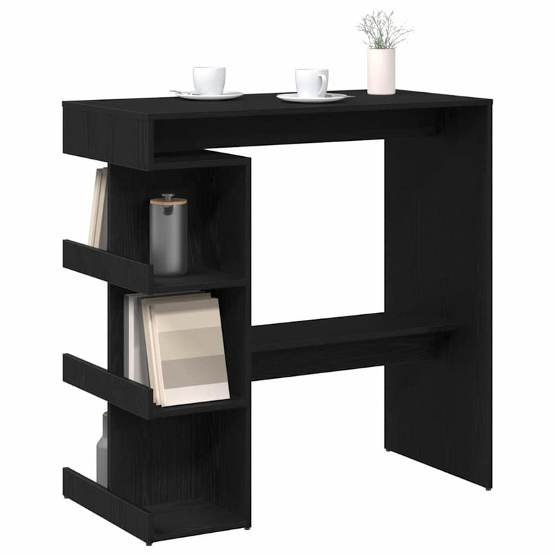 vidaXL Bárasztal polcokkal Musta tammi 100 x 48 x 101.5 cm Faanyag