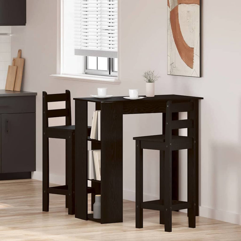 vidaXL Bárasztal polcokkal Musta tammi 102 x 50 x 103.5 cm Faanyag