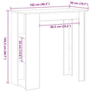 vidaXL Bárasztal polcokkal Fekete tölgy 102 x 50 x 103,5 cm Faanyag