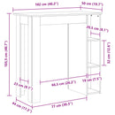 vidaXL Bárasztal polcokkal Fekete tölgy 102 x 50 x 103,5 cm Faanyag