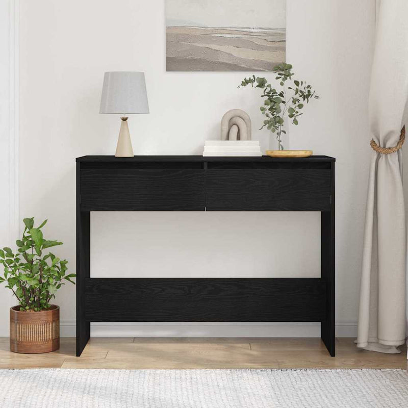 vidaXL Konzolasztal fiókkal Musta tammi 100 x 35 x 76.5 cm Faanyag