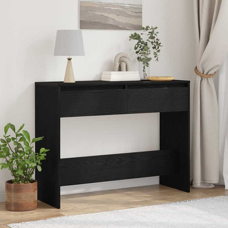vidaXL Konzolasztal fiókkal Musta tammi 100 x 35 x 76.5 cm Faanyag