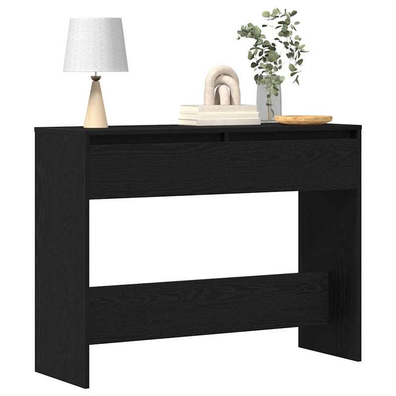 vidaXL Konzolasztal fiókkal Musta tammi 100 x 35 x 76.5 cm Faanyag