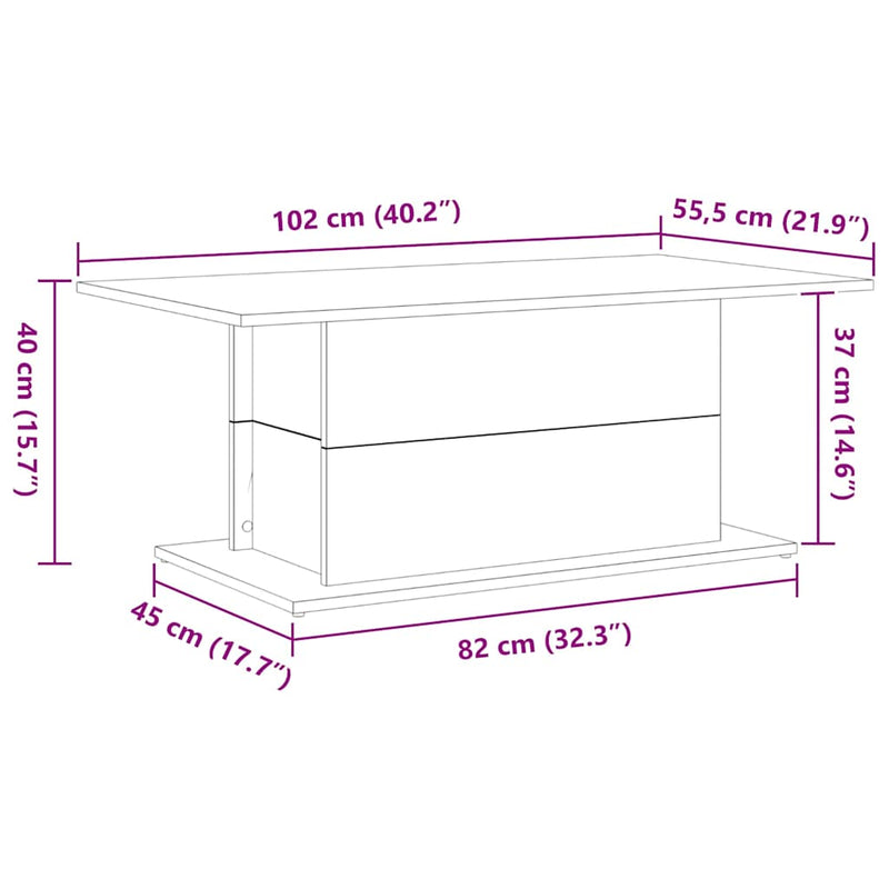 vidaXL Dohányzóasztal Musta tammi 102 x 55.5 x 40 cm Faanyag