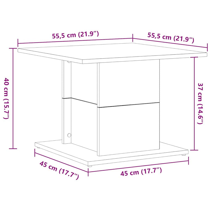 vidaXL Dohányzóasztal Musta tammi 55.5 x 55.5 x 40 cm Faanyag