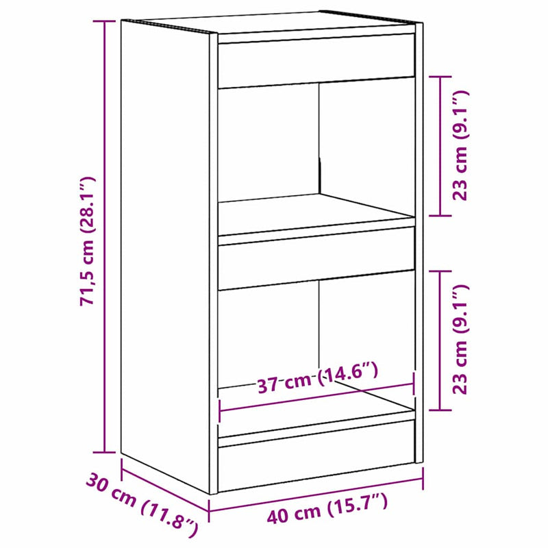 vidaXL Könyvespolc Fekete tölgy 40 x 30 x 71,5 cm Faanyag