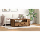 vidaXL Dohányzóasztal fiókkal Öreg fa 102 x 55 x 43,5 cm Faanyag