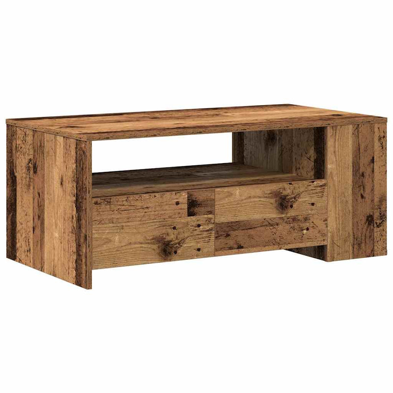 vidaXL Dohányzóasztal with Drawer Régi fa 102 x 55 x 43.5 cm Faanyag