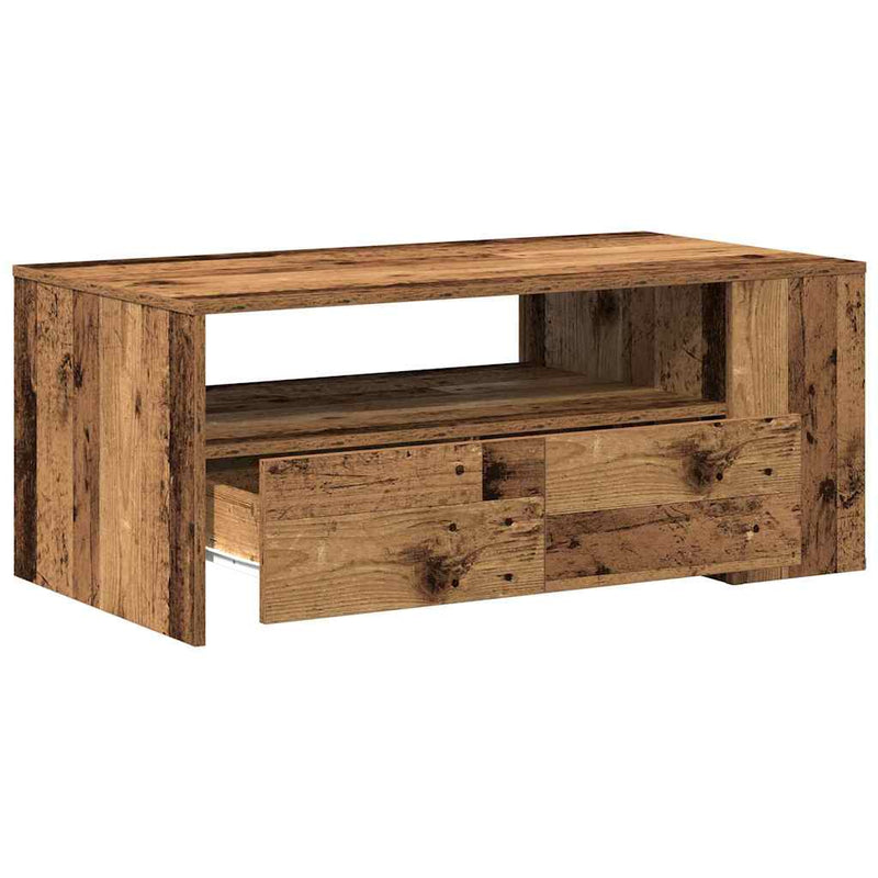 vidaXL Dohányzóasztal with Drawer Régi fa 102 x 55 x 43.5 cm Faanyag