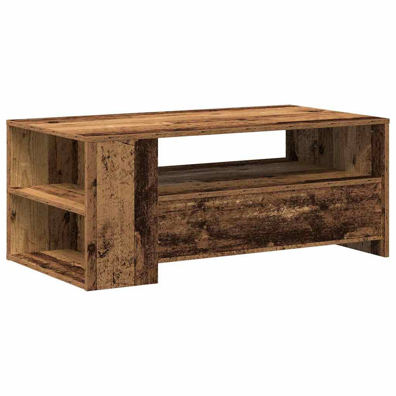 vidaXL Dohányzóasztal with Drawer Régi fa 102 x 55 x 43.5 cm Faanyag