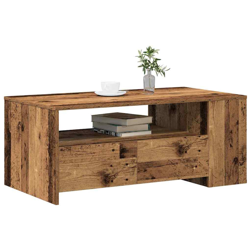 vidaXL Dohányzóasztal with Drawer Régi fa 102 x 55 x 43.5 cm Faanyag
