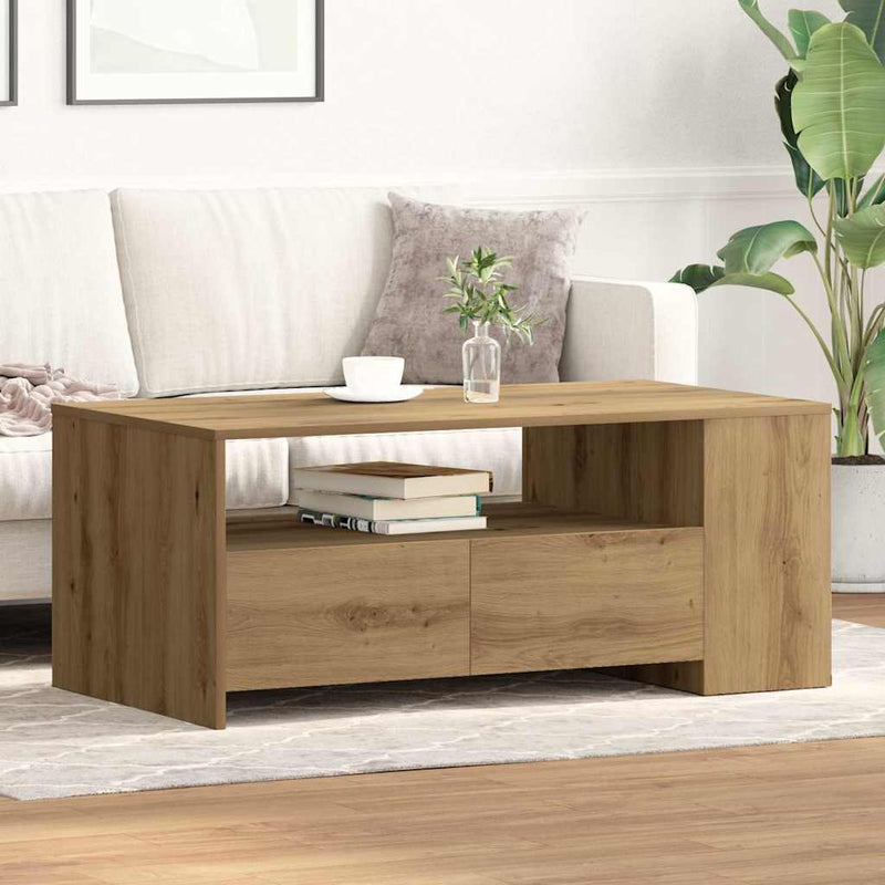 vidaXL Dohányzóasztal kézműves tölgy 102 x 55 x 43.5 cm Faanyag