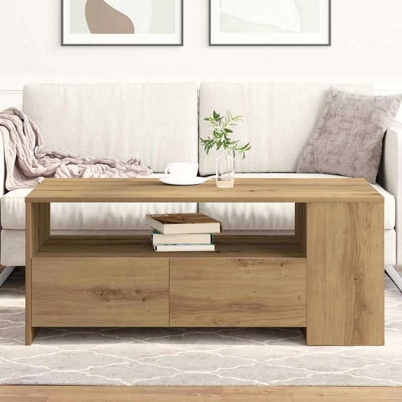 vidaXL Dohányzóasztal kézműves tölgy 102 x 55 x 43.5 cm Faanyag