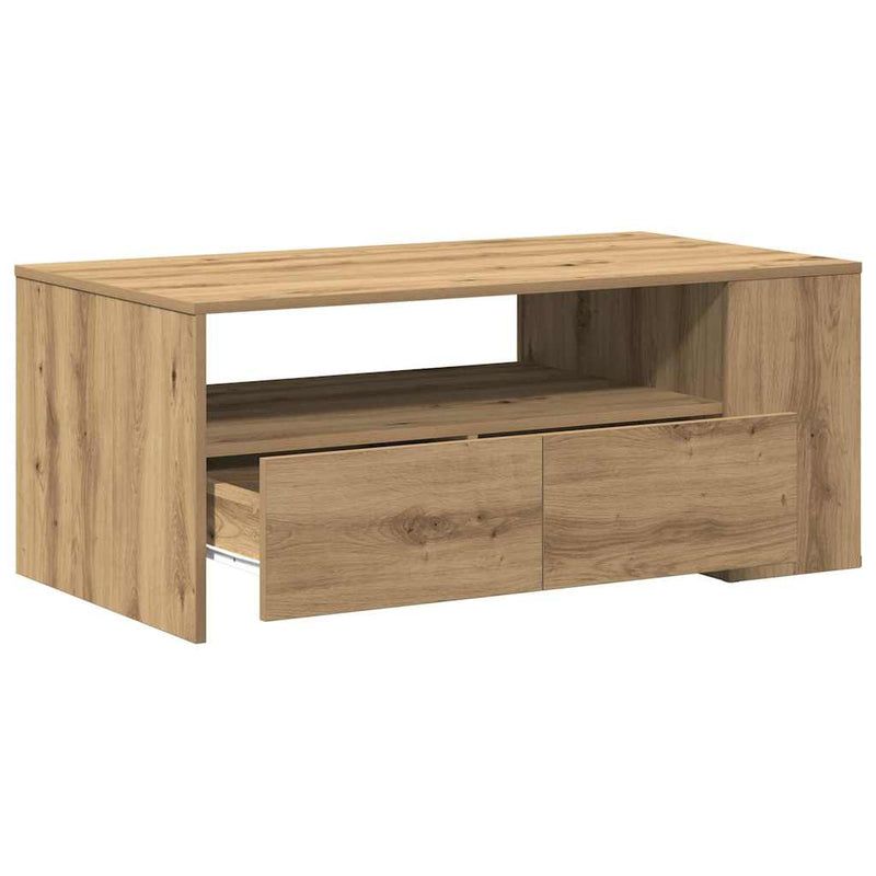 vidaXL Dohányzóasztal kézműves tölgy 102 x 55 x 43.5 cm Faanyag